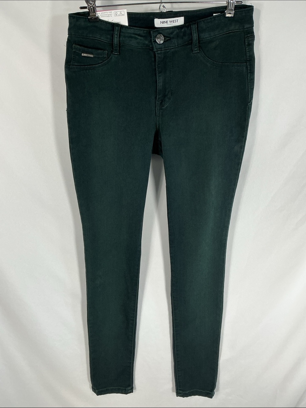 NINE WEST Jeans Womens 6 NWT Dark Green Skinny Mid Rise Stretch Denim Pants